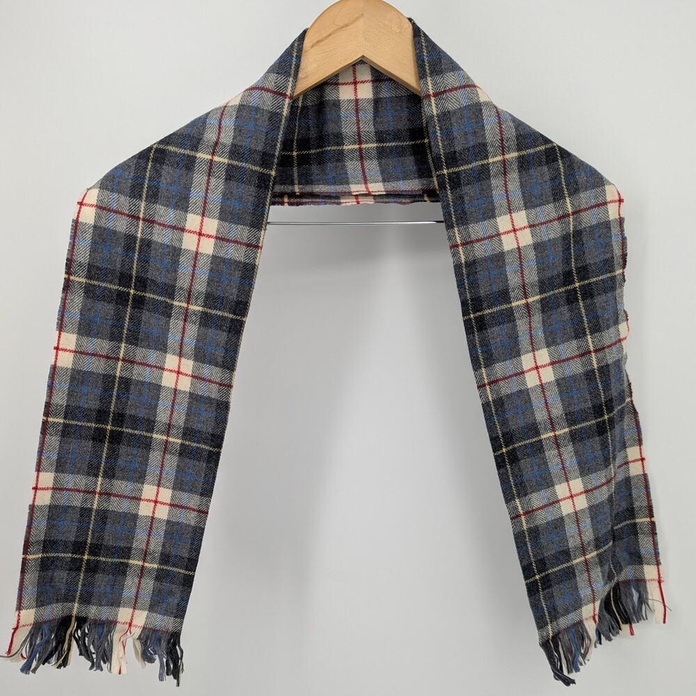 Vintage Pendleton Wool Plaid Scarf, 48x12, Made in USA, Grandpacore Fringe